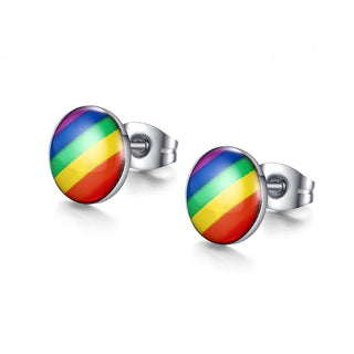 Rainbow Round Stud Earrings