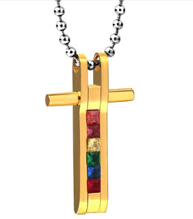 Fashion Cross Rainbow Necklace