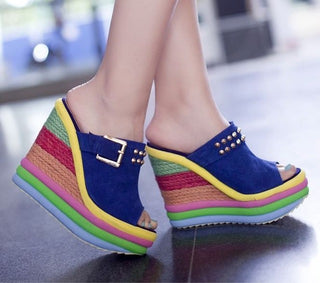 Bohemia Rainbow Wedges Sandals