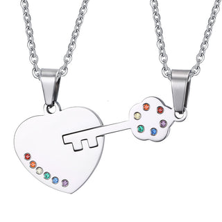 Rainbow Key Couples Necklace