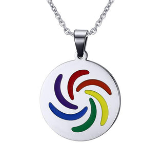 Steel Round Shape Rainbow Necklace